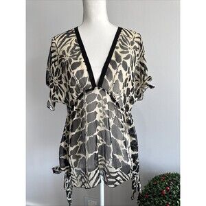 Anna Sui for Anthropologie Silk Top Blouse Babydoll Size M V Neck Semi Sheer